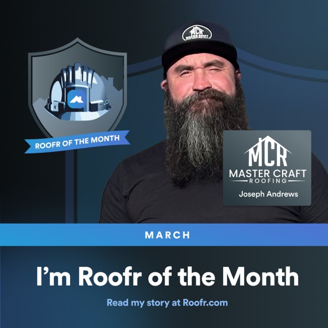 Master Craft Roofing is the <strong>FIRST</strong> Roofr of the month award recipient!